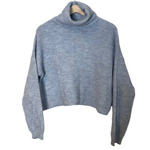 Sun + Moon Womens Turtleneck Crop Pullover Sweater Blue Size S Lightweight